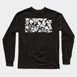 Chopped wood closeup in black and white Long Sleeve T-Shirt